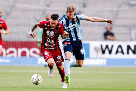 Östersunds Jamie Hopcutt och Djurgårdens Niklas Gunnarsson