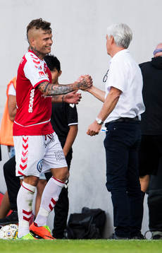 Kalmars Romario Marques Rodrigues och tränare Nanne