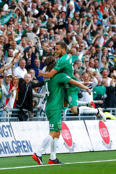 Hammarbys Björn Paulsen och Jeppe Andersen jublar