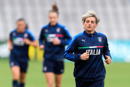 Melania Gabbiadini på en träning med det italienska