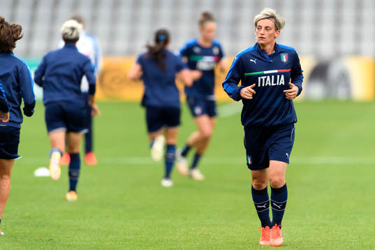 Melania Gabbiadini på en träning med det italienska