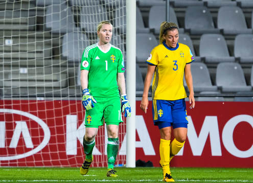 Sveriges målvakt Hedvig Lindahl och Linda Sembrant deppar