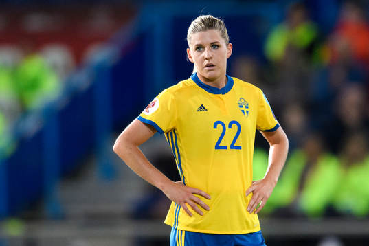 Sveriges Olivia Schough i matchen mellan Sverige och Italien