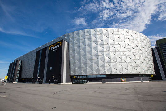 Vy över exteriören på Friends Arena