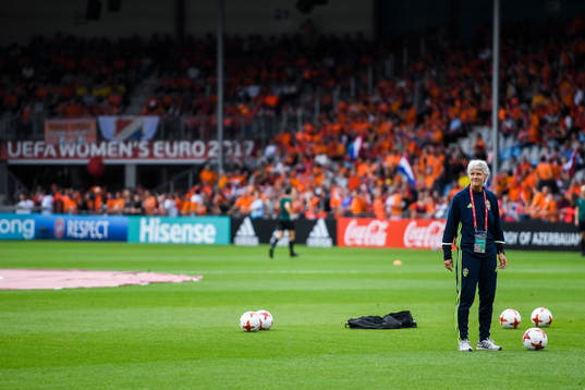 Sveriges förbundskapten Pia Sundhage före kvartsfinalen