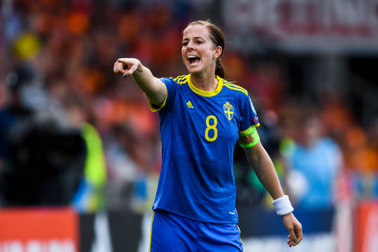 Sveriges Lotta Schelin  i kvartsfinalen mellan Holland och