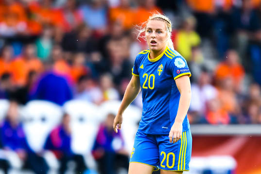 Sveriges Mimmi Larsson  i kvartsfinalen mellan Holland och