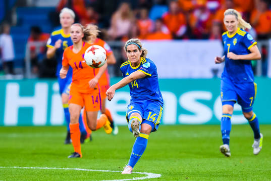 Sveriges Hanna Folkesson  i kvartsfinalen mellan Holland