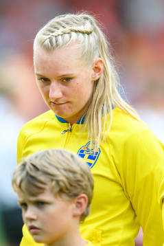 Sveriges Stina Blackstenius vid lineup innan kvartsfinalen