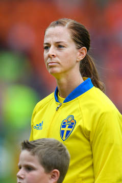 Sveriges Lotta Schelin vid lineup innan kvartsfinalen