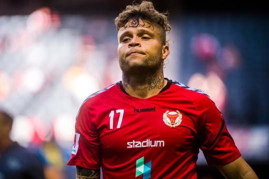 Kalmars Romario Marques Rodrigues före  fotbollsmatchen i