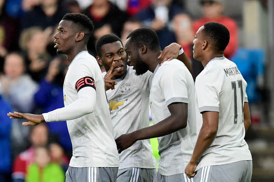 Manchester Uniteds Paul Pogba, Eric Bailly, Romelu Lukako,