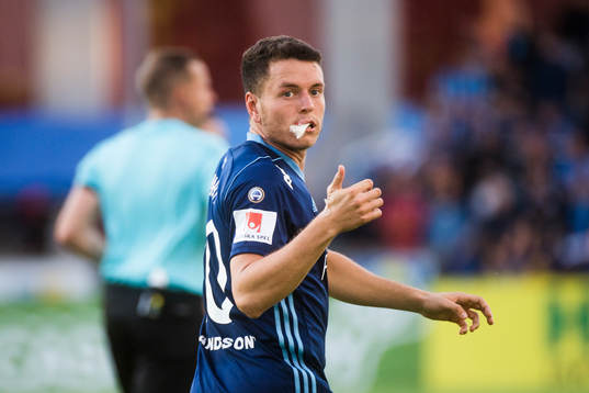 Djurgårdens Kerim Mrabti med skada i munnen