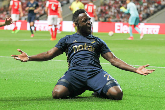 Chinedu Obasi forward of AIK celebrates