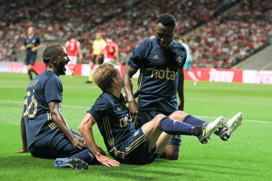Chinedu Obasi forward of AIK celebrates