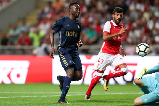 Chinedu Obasi forward of AIK score a goal