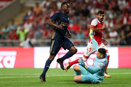 Chinedu Obasi forward of AIK score a goal