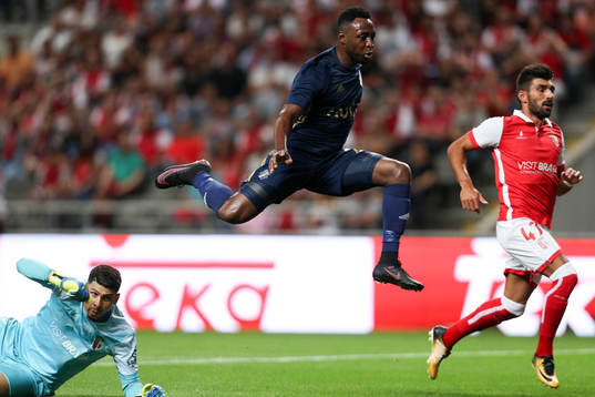 Chinedu Obasi forward of AIK score a goal