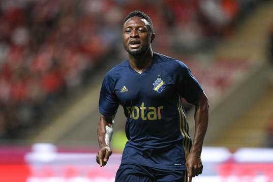 Chinedu Obasi forward of AIK celebrates