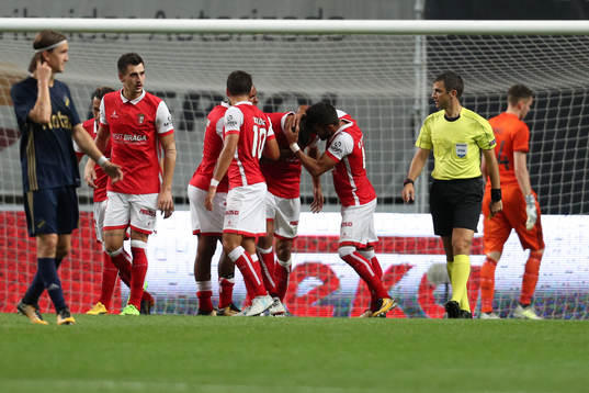 Rui Fonte forward of SC Braga celebrates