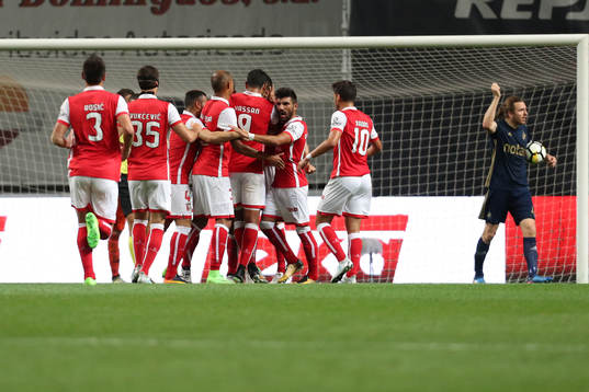 Rui Fonte forward of SC Braga celebrates