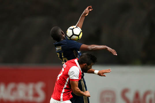 Henok Goitom forward of AIK (L) in action with Ricardo