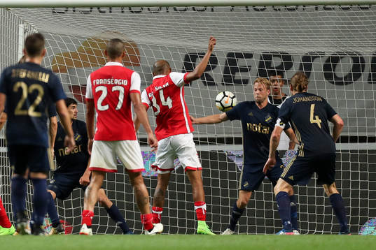 Raul Silva defender of SC Braga (C) score a goal