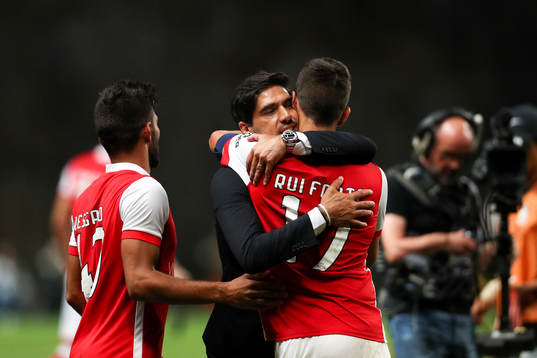 Abel Ferreira coach of SC Braga celebrates the victory in