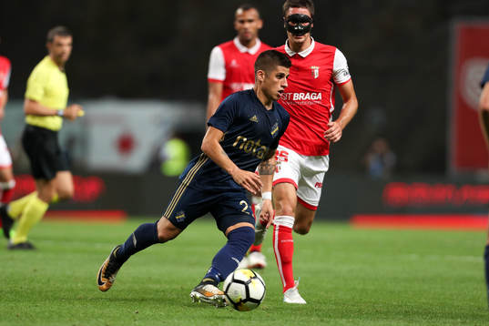 Nicolas Marcelo Stefanelli forward of AIK (L) in action