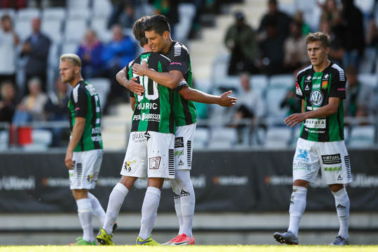 GAIS Luka Mijaljevic och Dusan Djuric jublar