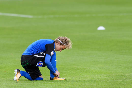Halmstads Höskuldur Gunnlaugsson före fotbollsmatchen i
