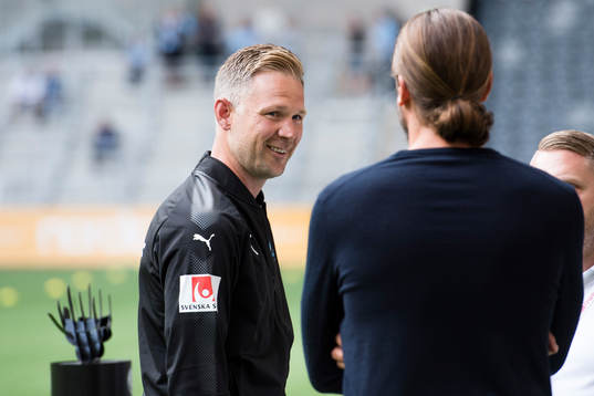 Malmö FFs tränare Magnus Pehrsson före fotbollsmatchen i