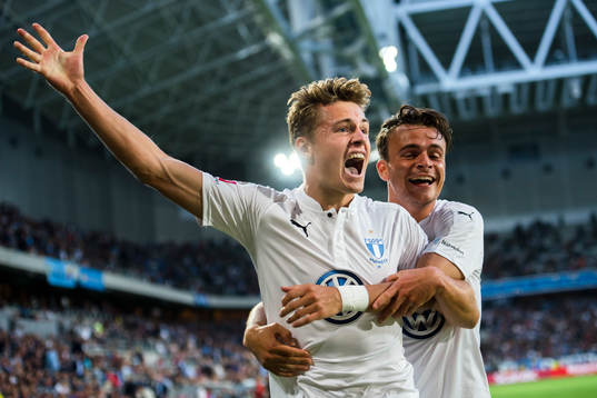 Malmö FFs Mattias Svanberg och Andreas Vindheim jublar
