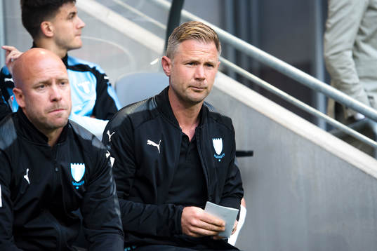 Malmö FFs tränare Magnus Pehrsson före fotbollsmatchen i