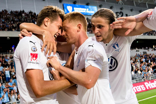 Malmö FFs Mattias Svanberg , Anders Christiansen och Pawel