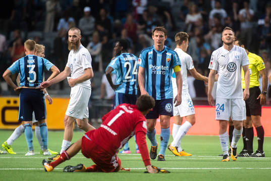 Djurgårdens målvakt Andreas Isaksson och Kim Källström