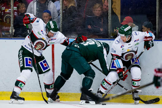 Frölundas Joel Lundqvist och Kalle Miketinac mot