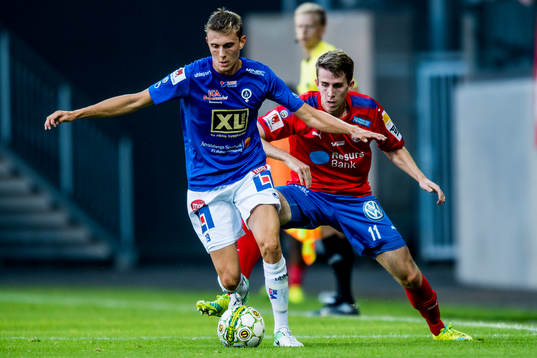 Åtvidabergs Lucas Öhrn och Helsingborgs Adam Eriksson