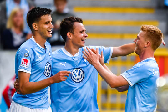 Malmö FFs Alexander Jeremejeff, Andreas Vindheim och
