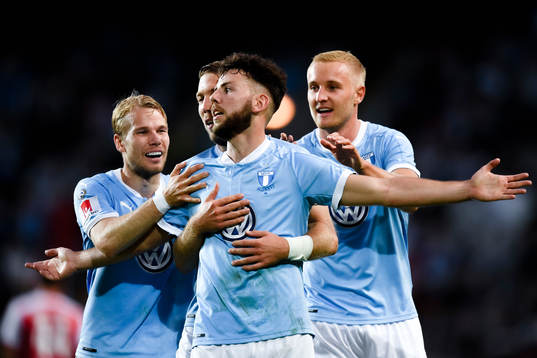 Malmö FFs Oscar Lewicki , Anton Tinnerholm och Franz