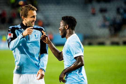 Malmö FFs Magnus Wolff Eikrem och Kingsley Sarfo