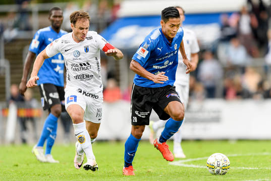 Sirius Niklas Busch Thor och Halmstads Kosuke Kinoshita