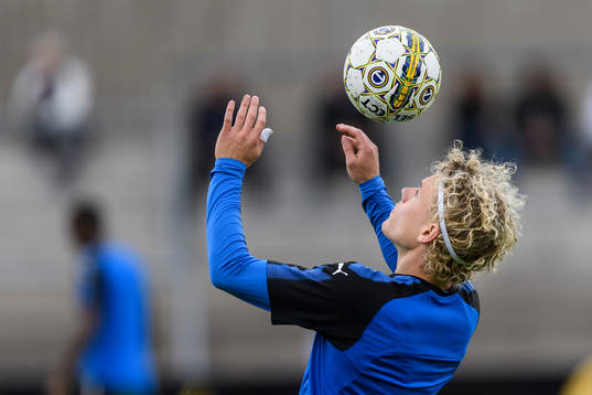 Halmstads Höskuldur Gunnlaugsson före fotbollsmatchen i