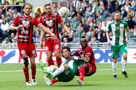 Hammarbys Romulo Cabral Pereira Pinto gör 1-0