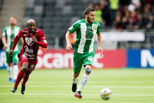 Östersunds Fouad Bachirou jagar Hammarbys Jeppe Andersen