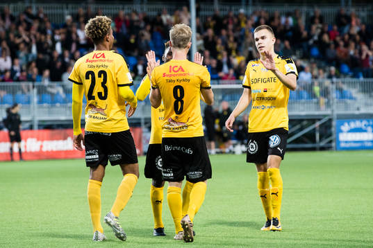 Frejs Joseph Ceesay, Pontus Åsbrink och Dusan Jajic jublar