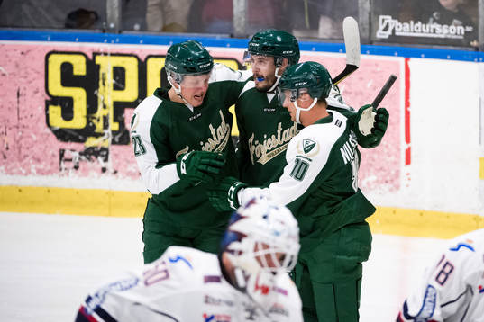 Färjestads Fabian Zetterlund, Jesse Virtanen och Marcus