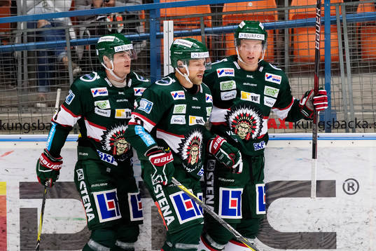 Frölundas Carl Grundström och Sean Bergenheim jublar med
