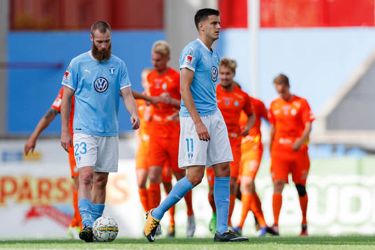 Malmö FFs Jo Inge Berget och Alexander Jeremejeff deppar