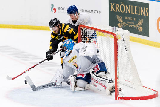 Skellefteås Bud Holloway försöker ta sig in framför